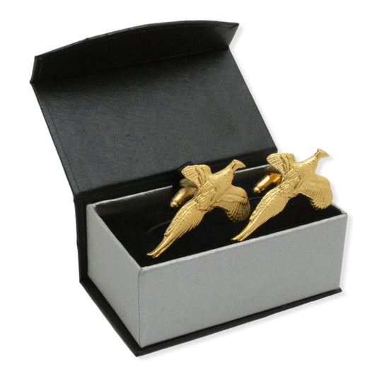 Pheasant Gold Plated 22ct Cufflinks Game Shooting