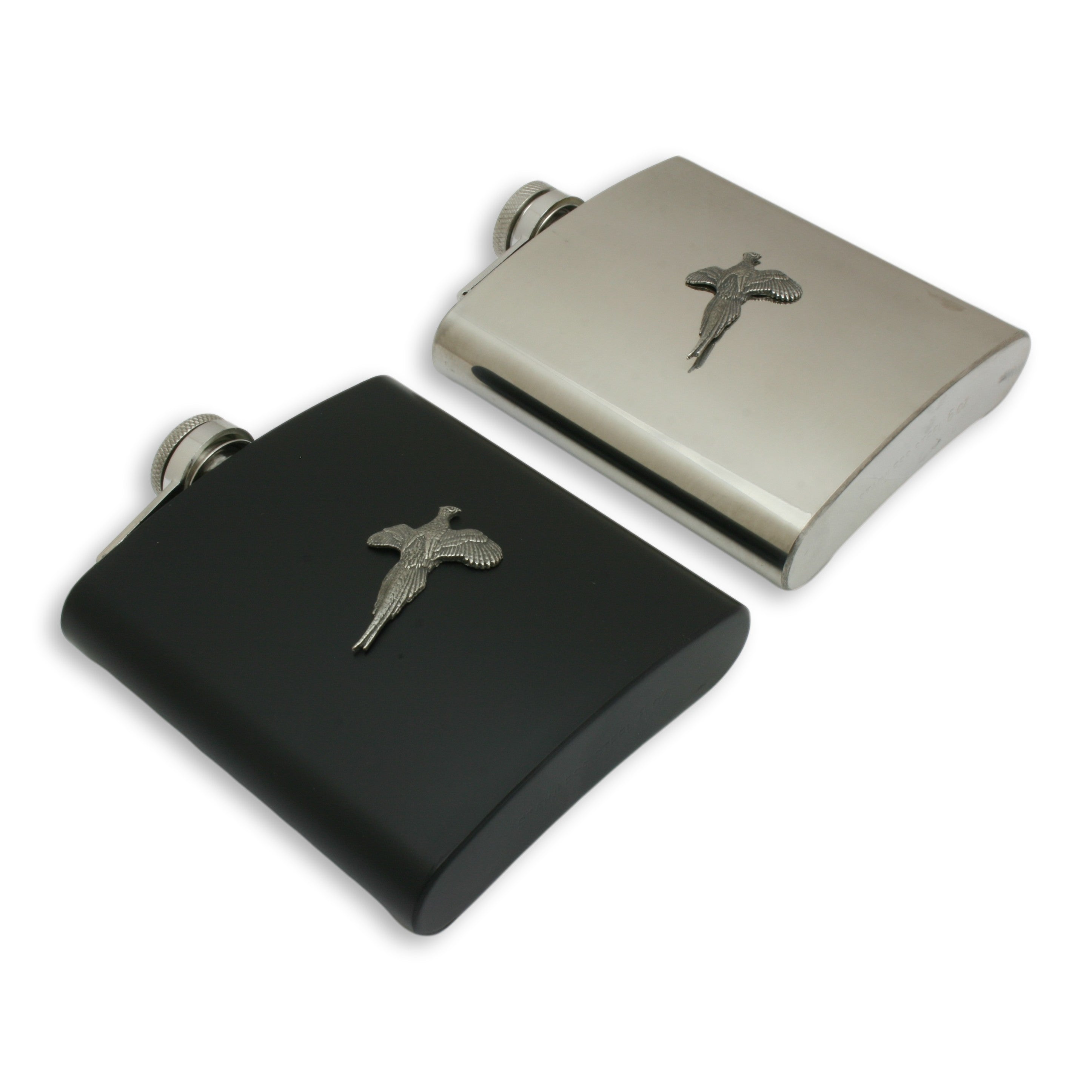 Shoots Lab Flask Pheasant Hip Flask 6oz Stainless Steel or Matte Black Shooting Flask ...
