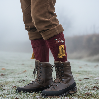 Pheasant Shooting Socks with Garters Size 8-11 Green or Red