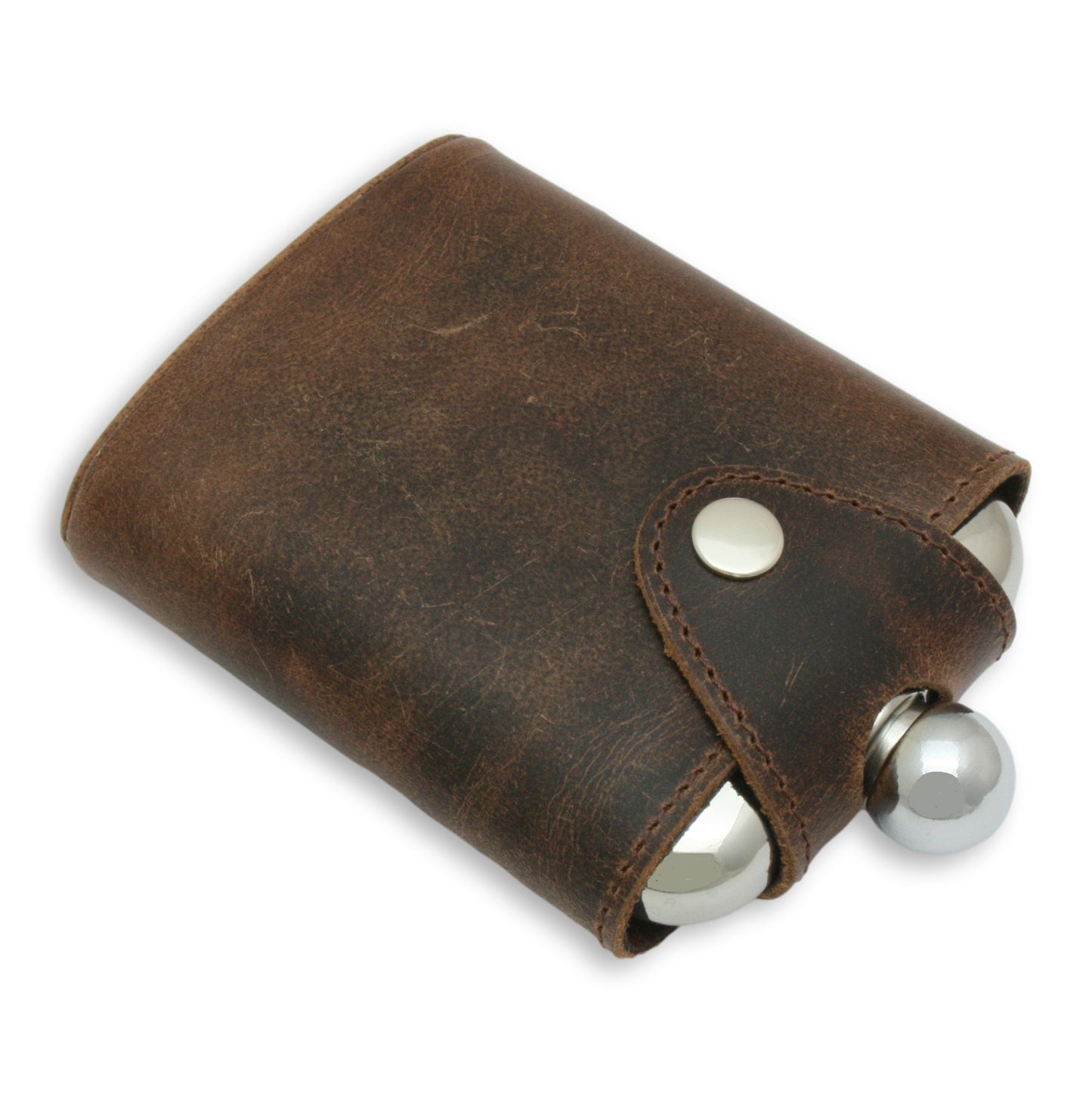 Game Shooter Leather Bound Stainless Steel Hip Flask