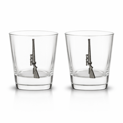 Hunting Pair Of Whiskey Glass Tumblers