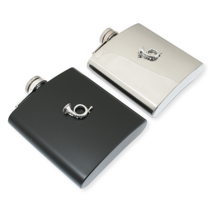 Fox Hunting Hip Flask 6oz Stainless Steel Black or Silver
