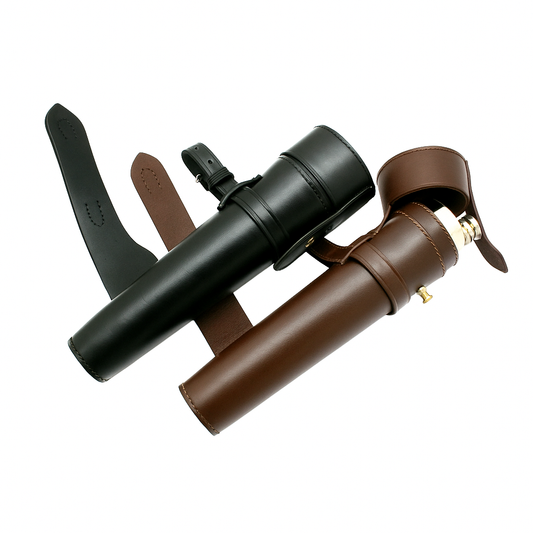 Saddle Flask with Leather Case – 10oz, Brown or Black