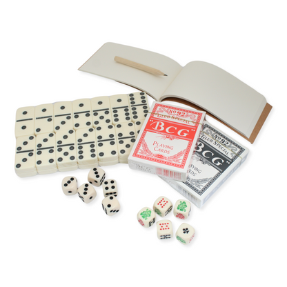 Embossed Dominoes, Cards & Game Dice Set