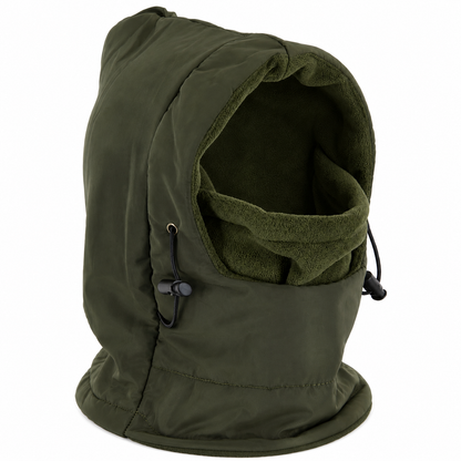 Green hooded balaclava on a white background