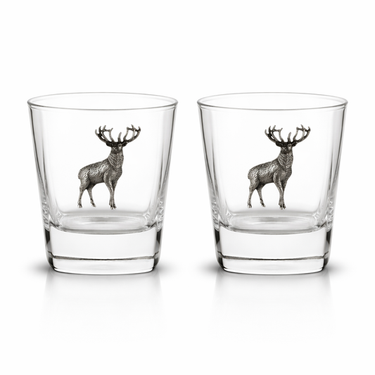 Hunting Pair Of Whiskey Glass Tumblers