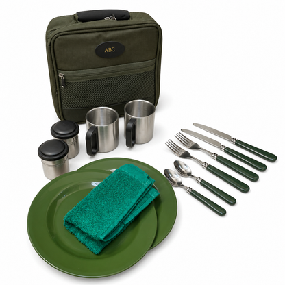 Personalised Large Travel Cutlery Set for Two With Mugs