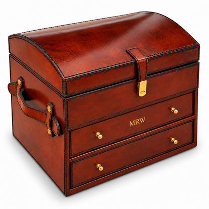 Luxury Distressed Leather Jewellery Chest