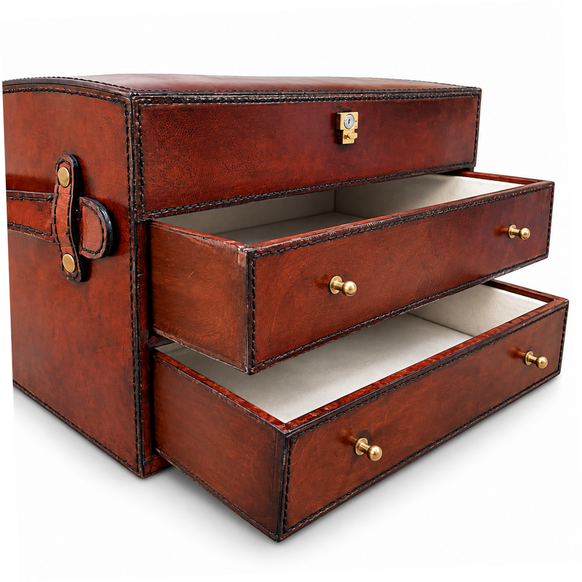 Luxury Distressed Leather Jewellery Chest