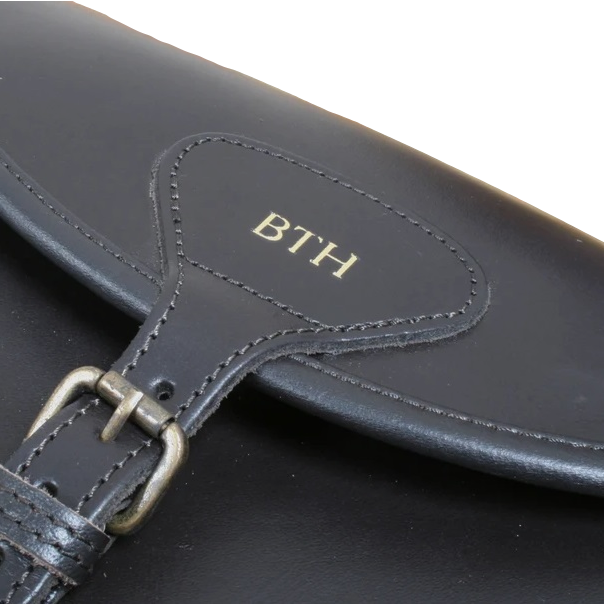 Personalised Initials Leather Shotgun Cartridge Bag With Shoulder Strap