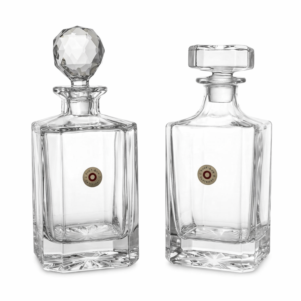 cartridge head decanters on a white background