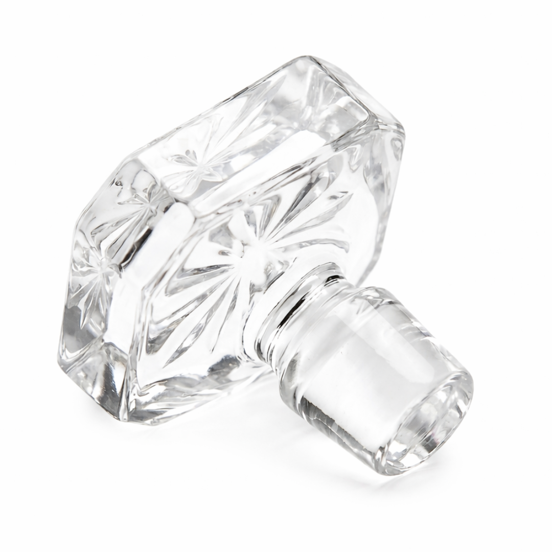 square style decanter stopper on white background