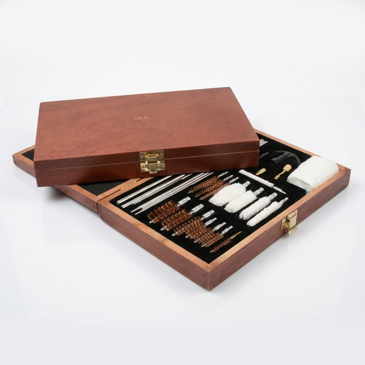 Shotgun Rifle Air Rifle Cleaning Kit Embossed Initials Wooden Box