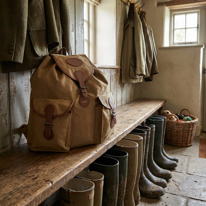 Personalised Canvas Large Rucksack Embossed Initials Fawn