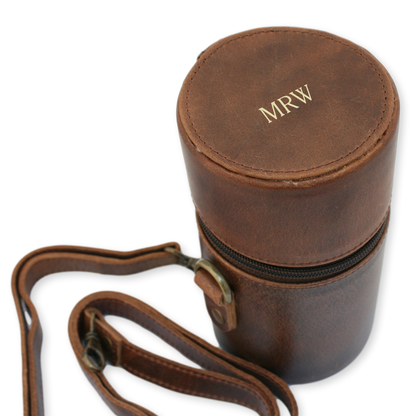 Personalised Brown Set of 3 Hip Flasks & Shot Cups Caddy Set