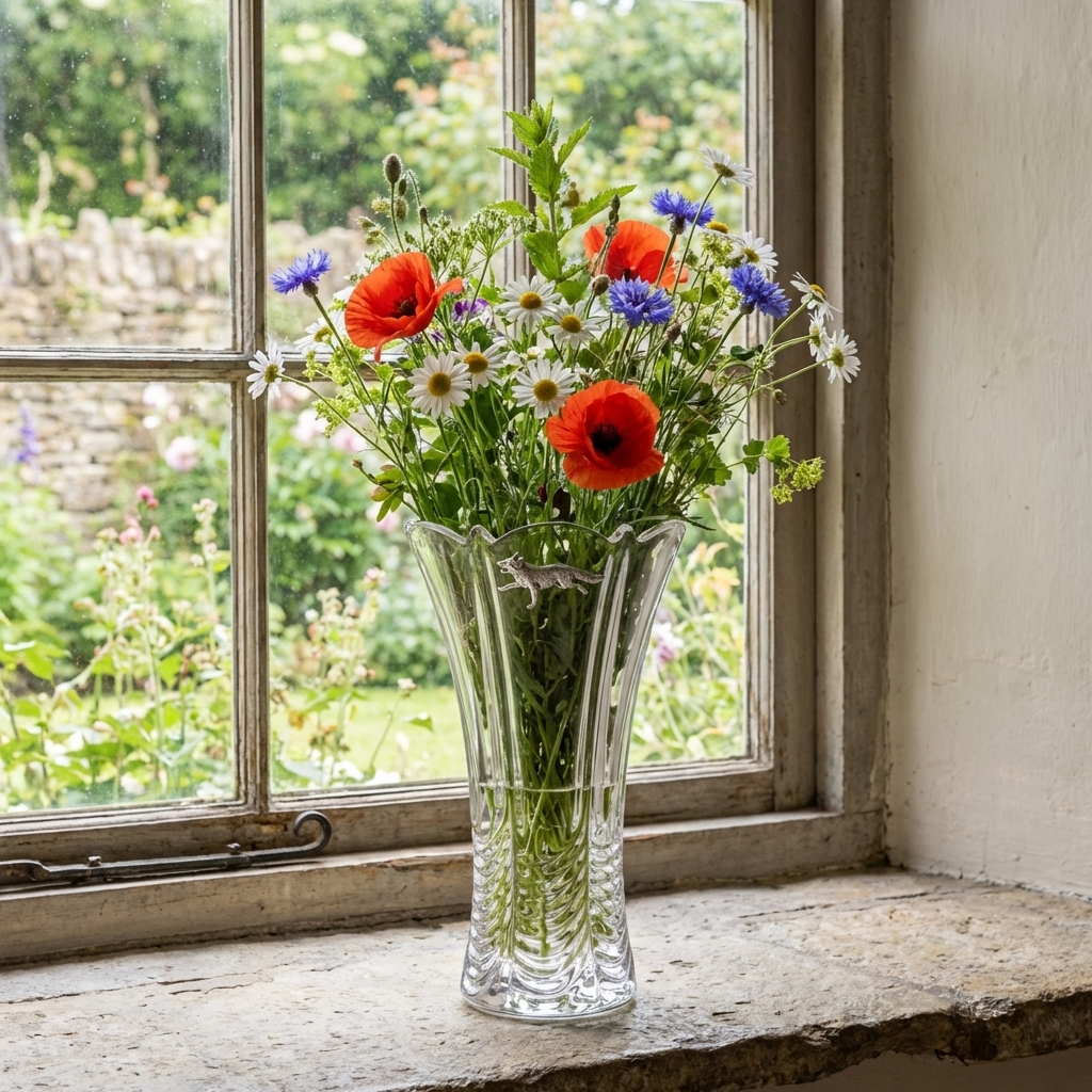 Fox Running Fluted Glass Vase