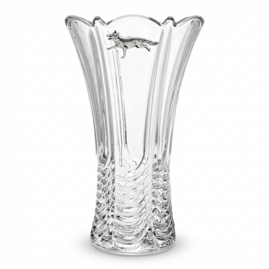 Fox Running Fluted Glass Vase