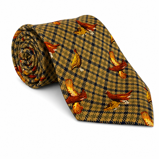 Silk Grouse Pattern Tweed Tie