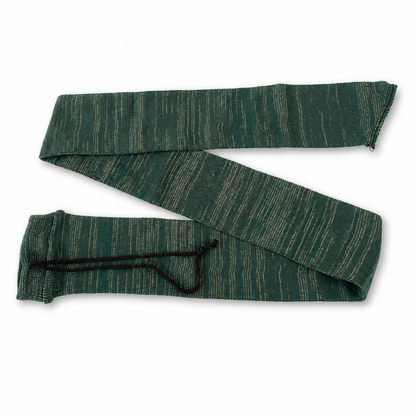A dark green fabric gun sock on white background