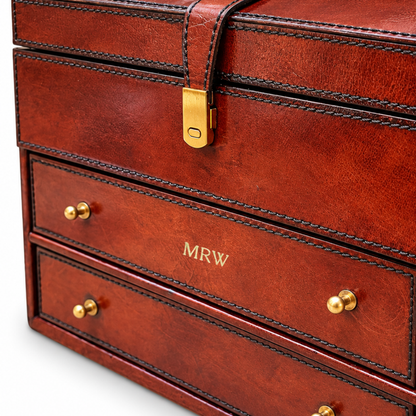 Luxury Distressed Leather Jewellery Chest