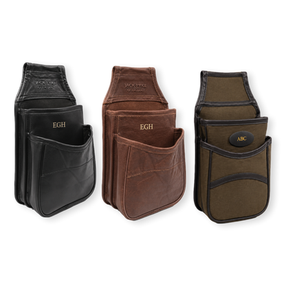 Personalised Leather Cartridge Pouch Belt Attachable with Embossed Initials