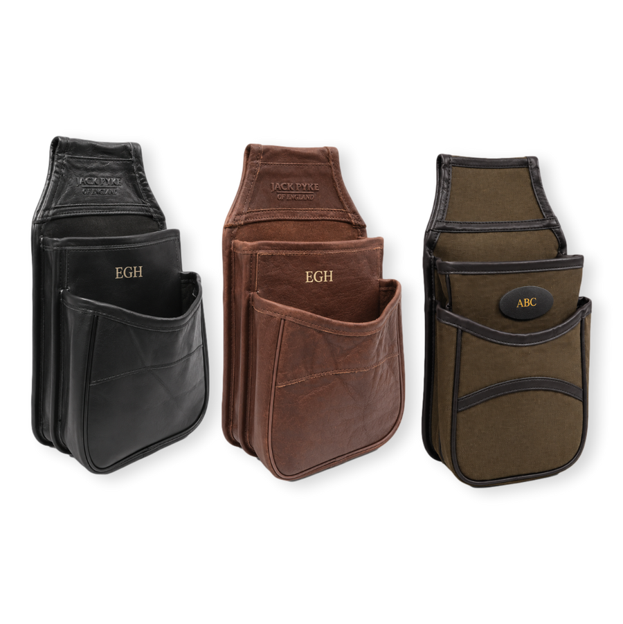 Personalised Leather Cartridge Pouch Belt Attachable with Embossed Initials