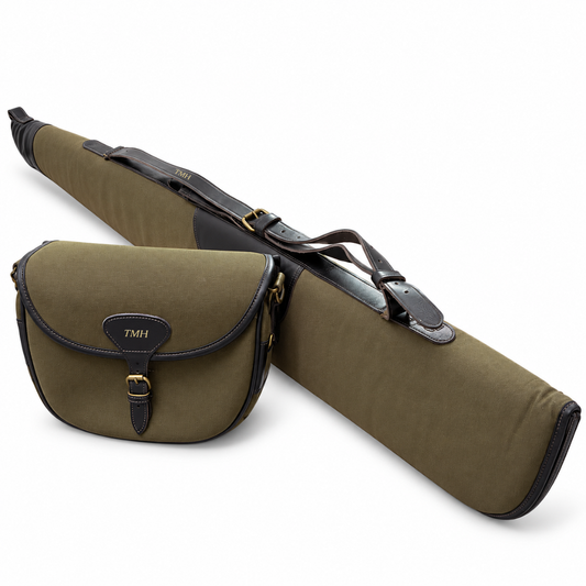 Personalised Canvas Cartridge Bag & Shotgun Gun Slip Green
