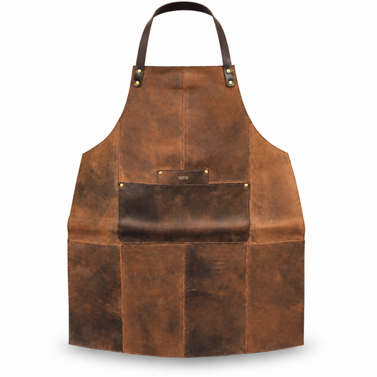 Personalised Leather Workshop Apron with Embossed Initials
