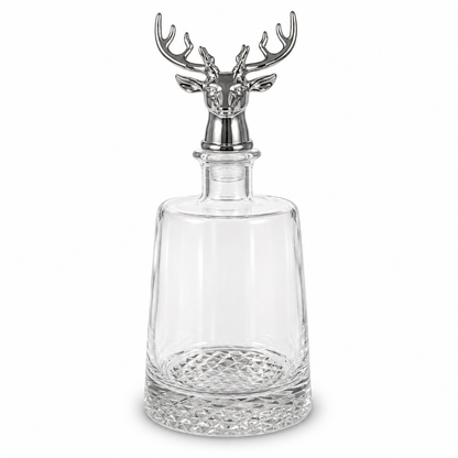 12 Pointed Stag Round Glass Decanter With Chrome Stopper
