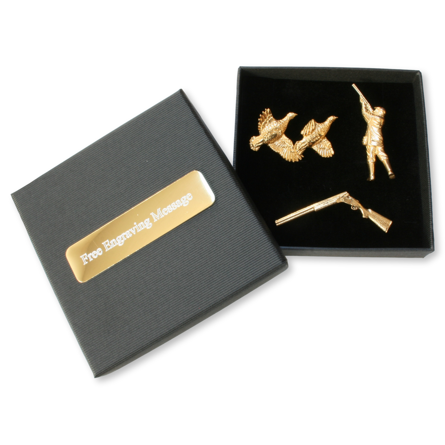 partridge shooting gold pin badges