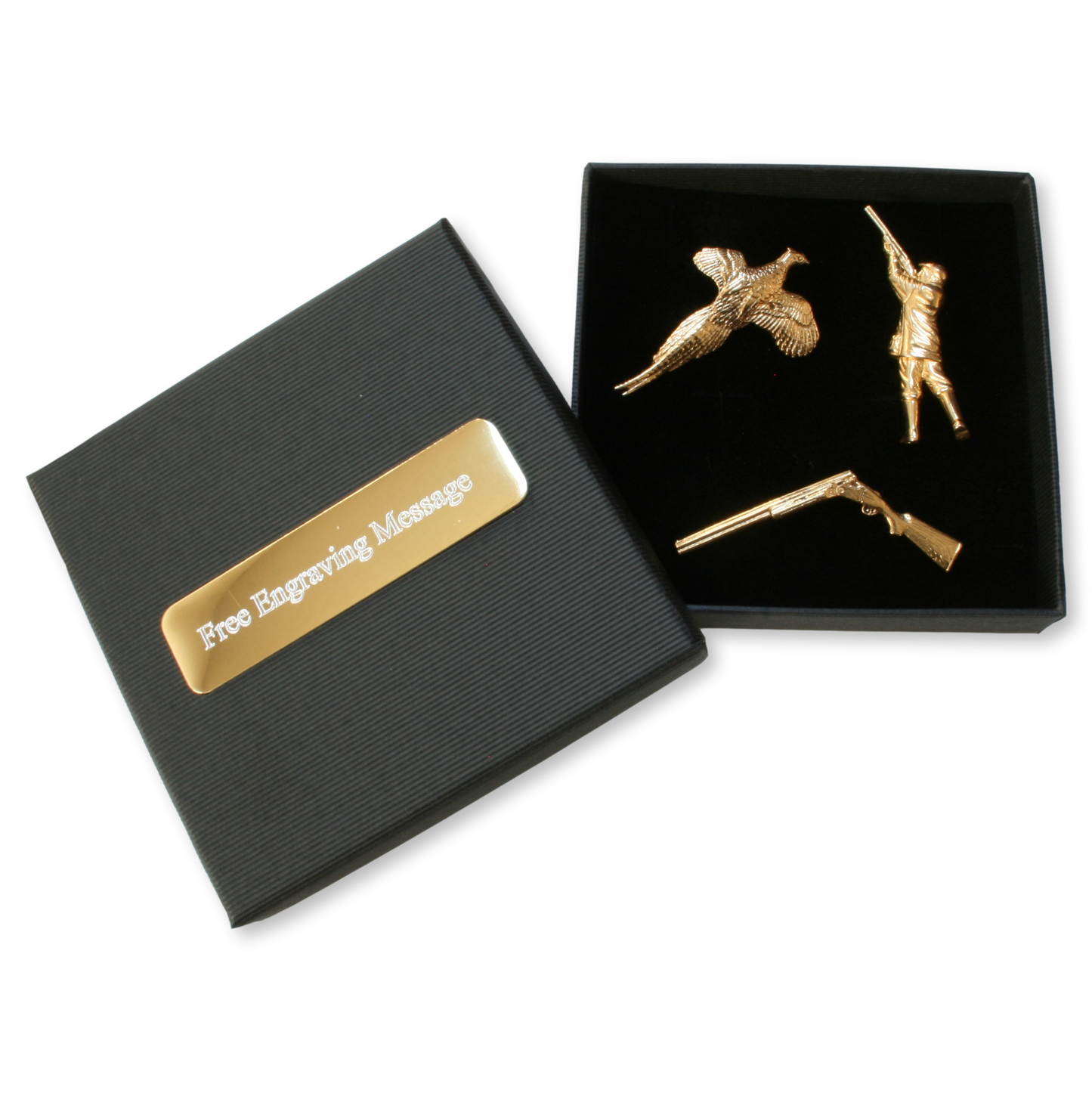  Analyzing image     pheasant shooting gold pin badges