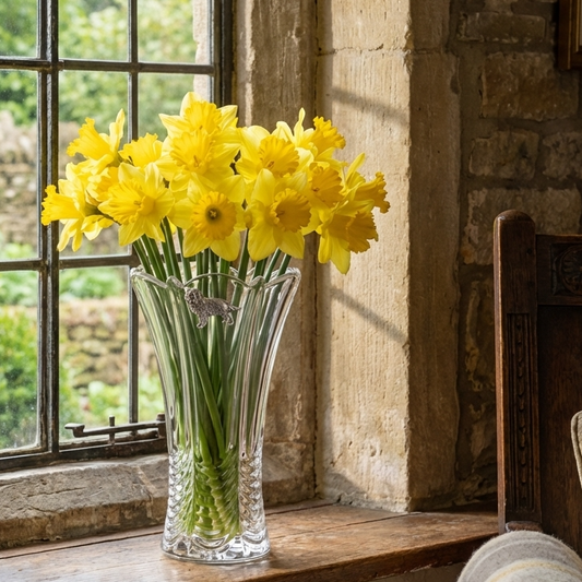 Golden Retriever Cut Crystal Vase