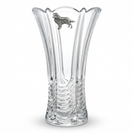 Golden Retriever Cut Crystal Vase