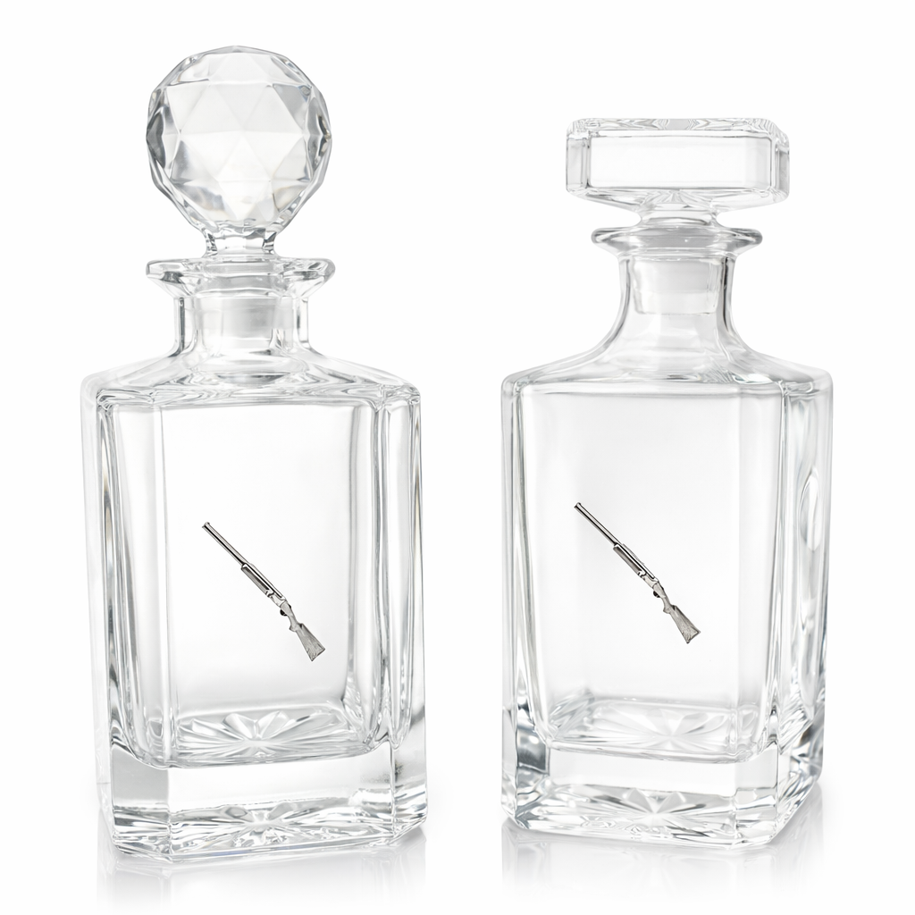 shotgun decanters on a white background