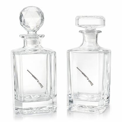 shotgun decanters on a white background