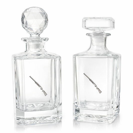 shotgun decanters on a white background