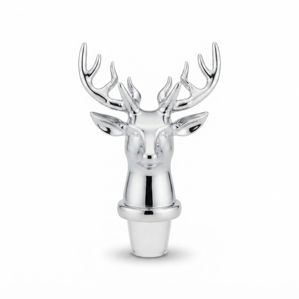 12 Pointed Stag Round Glass Decanter With Chrome Stopper