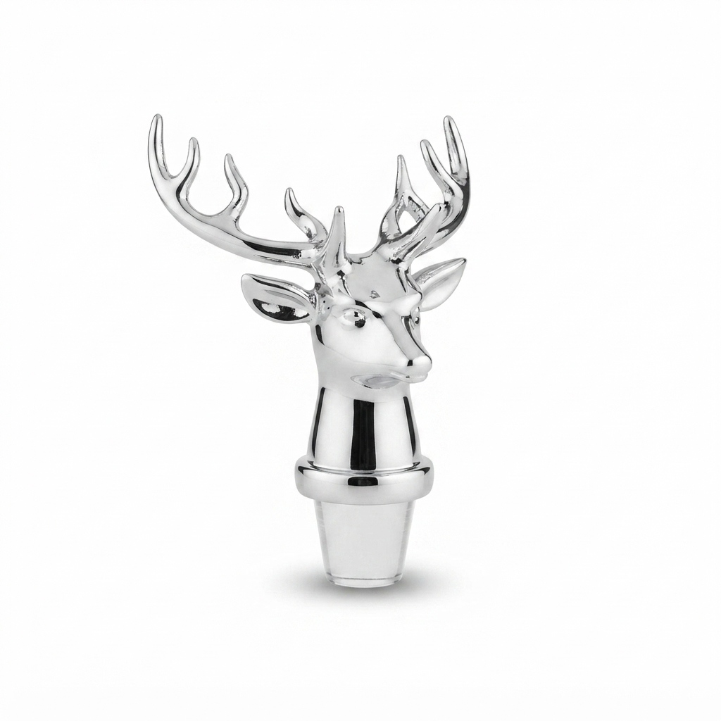 12 Pointed Stag Round Glass Decanter With Chrome Stopper