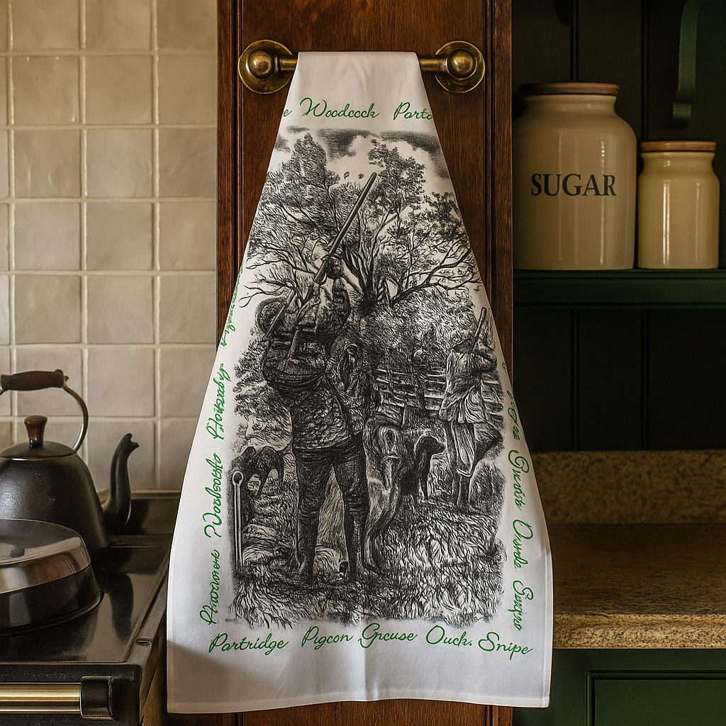 Hunting Scene or Working Dogs Design Tea Towel