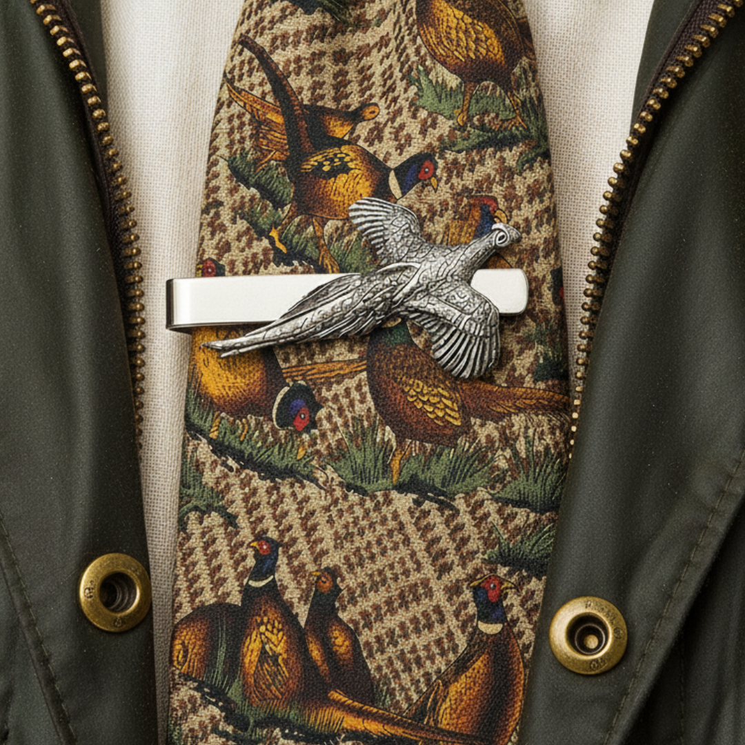 Pheasant Shooting Tie and Tie Clip Sets