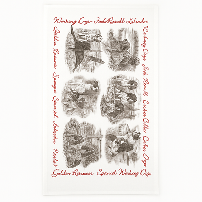 Hunting Scene or Working Dogs Design Tea Towel