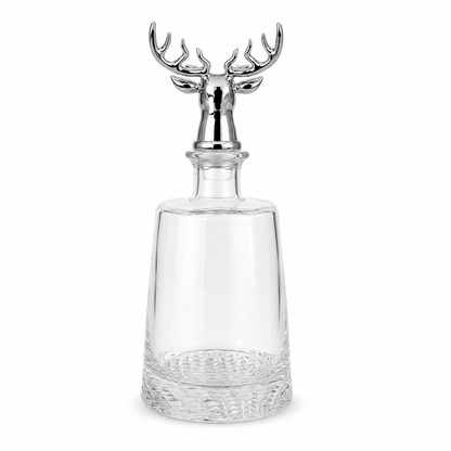 12 Pointed Stag Round Glass Decanter With Chrome Stopper