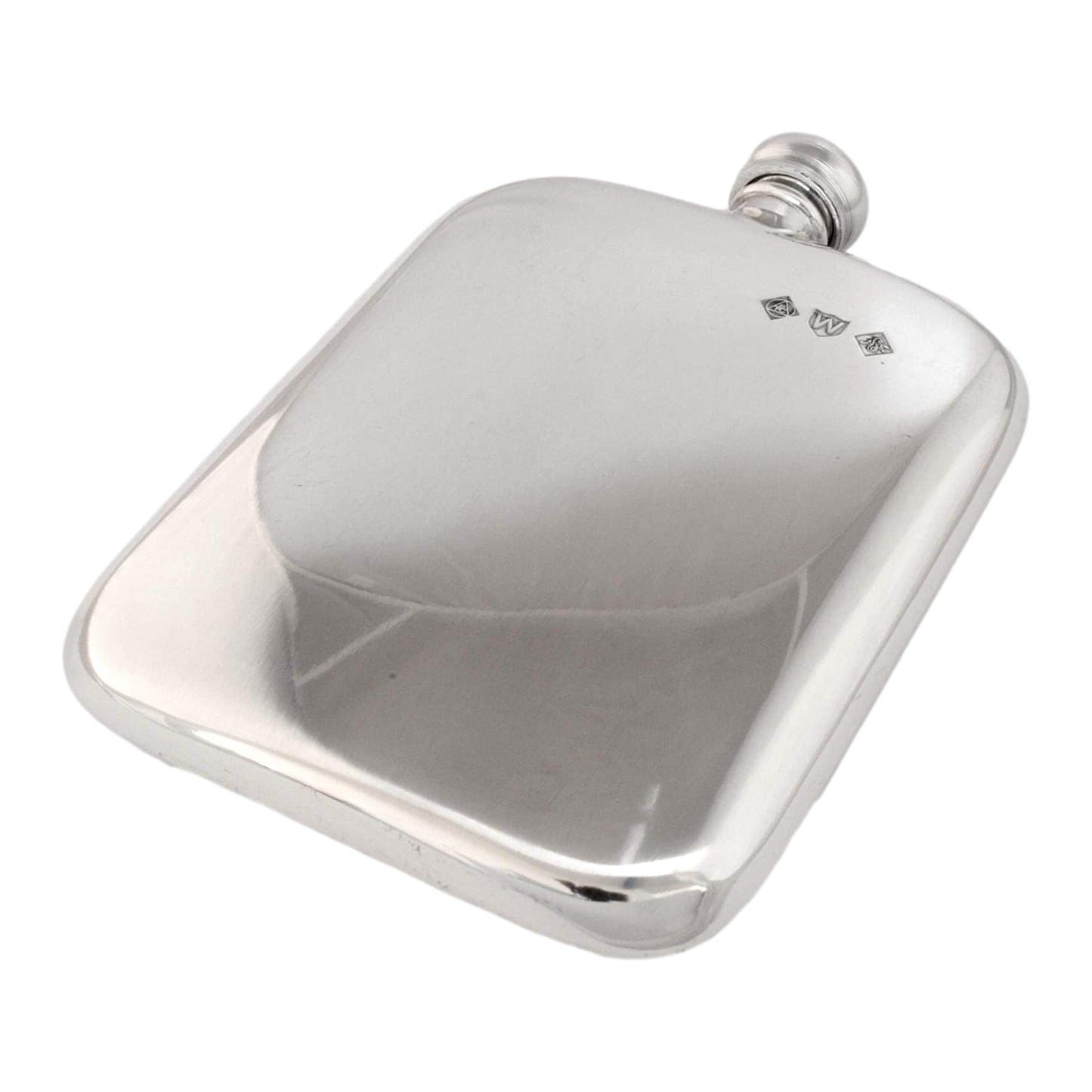 English Pewter Hip Flask In Leather Sleeve