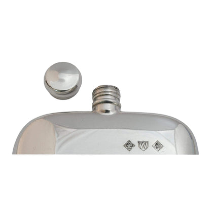 English Pewter Hip Flask In Leather Sleeve