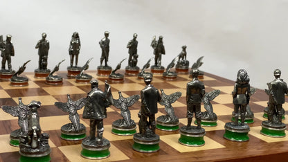 Shooting Chess Set Hand Cast In English Pewter