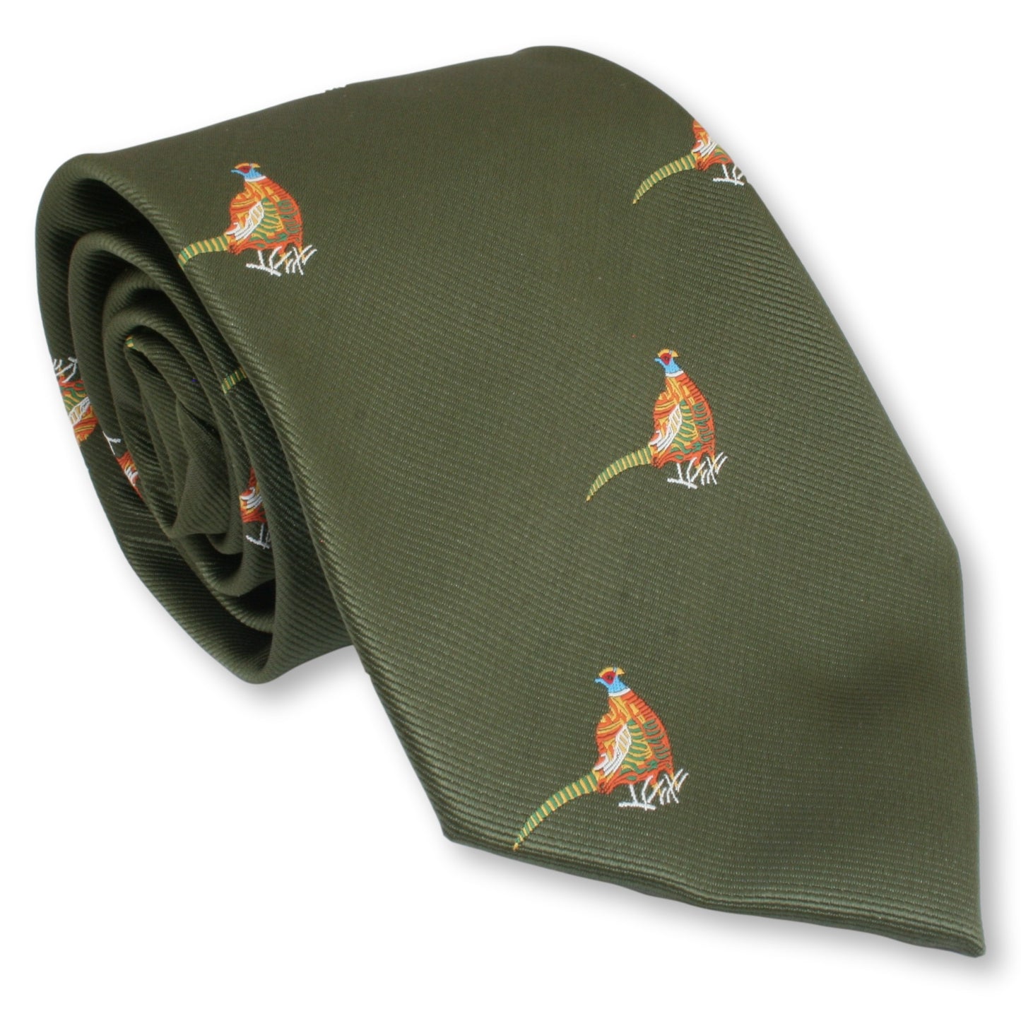 Cock Pheasant Tie Green or Gold Background