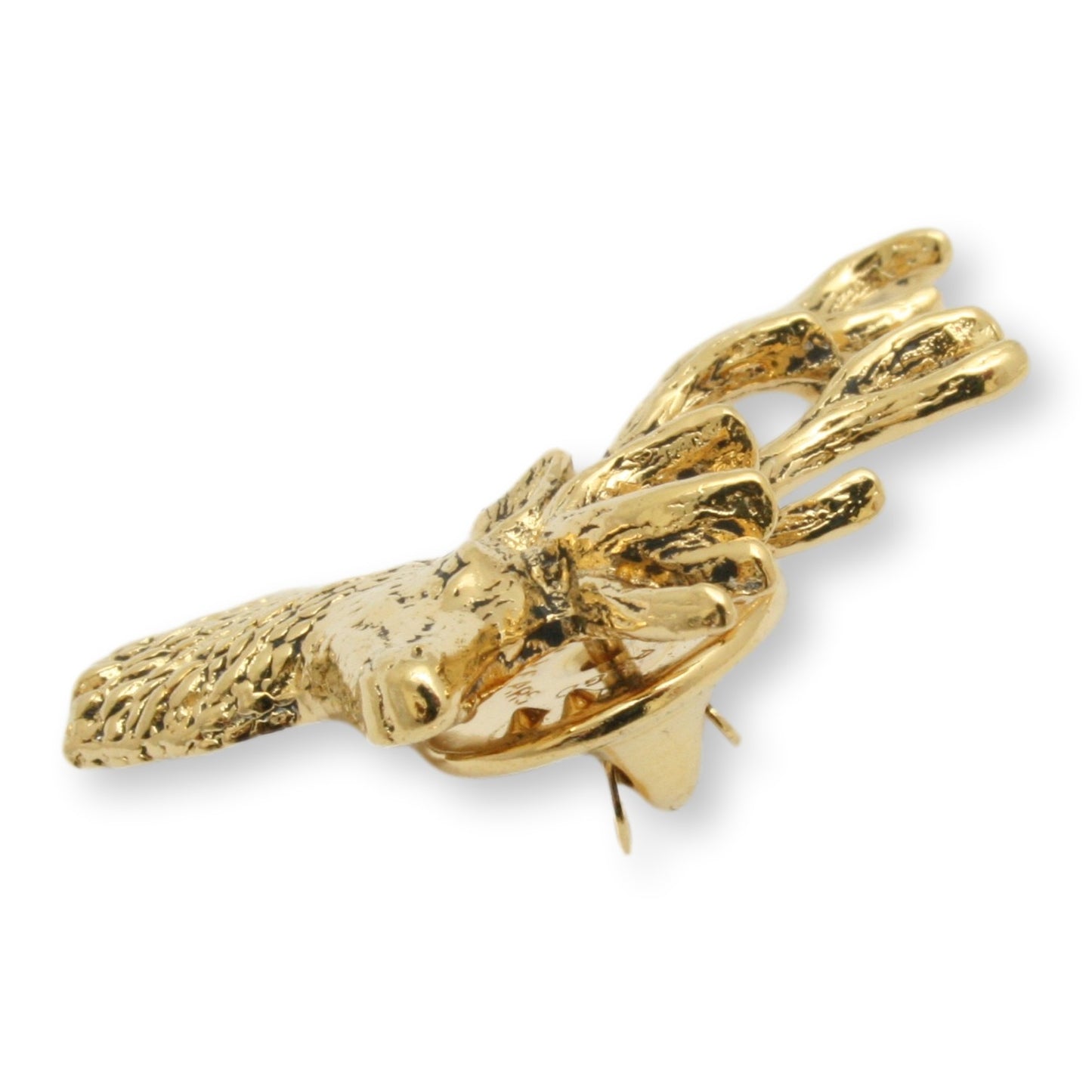 Gold Stag Head Brooch