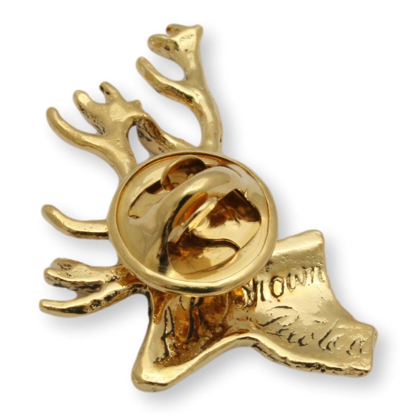 Gold Stag Head Lapel Back